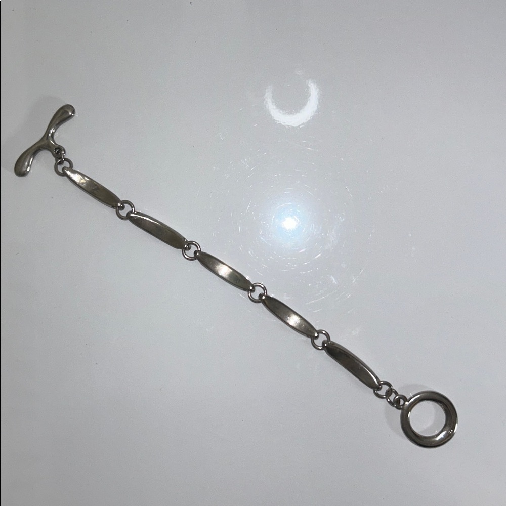 Artisan Handmade Vintage Sterling Silver Modern Design Toggle Clasp Bracelet - Picture 6 of 11